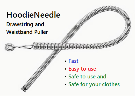 Super flexible drawstring, waistband and elastic threader/puller.