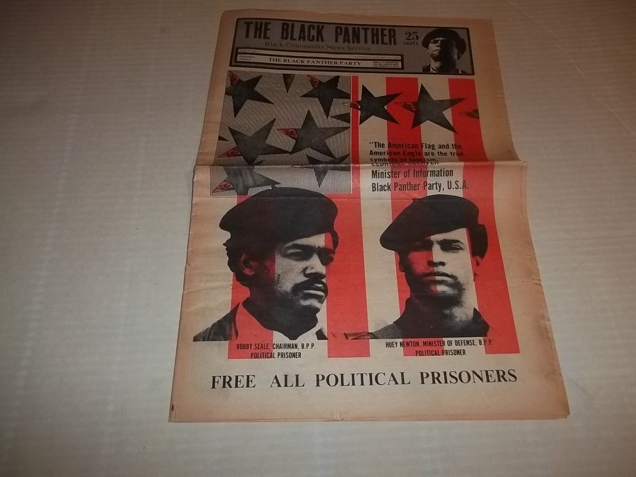 Black Panther Newspaper  Jan. 17,  1970  Fred Hampton, Bobby Seale VG+
