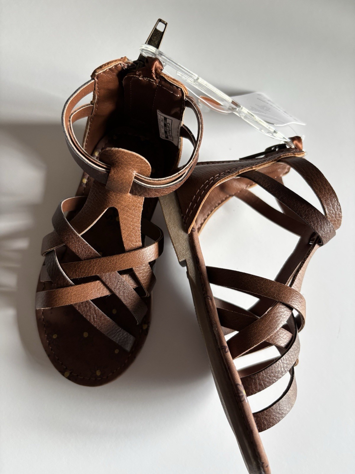 Carters Sz 7 Toddler Girls Strappy Sandals Style: Natalie - Color: Brown NEW $36