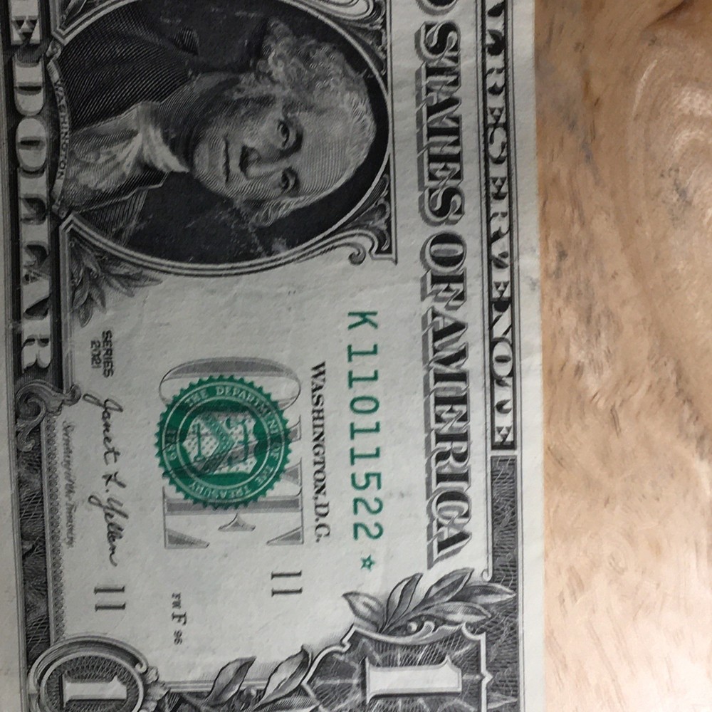 Fancy Error $1 Bill Star Note w/Offset Print