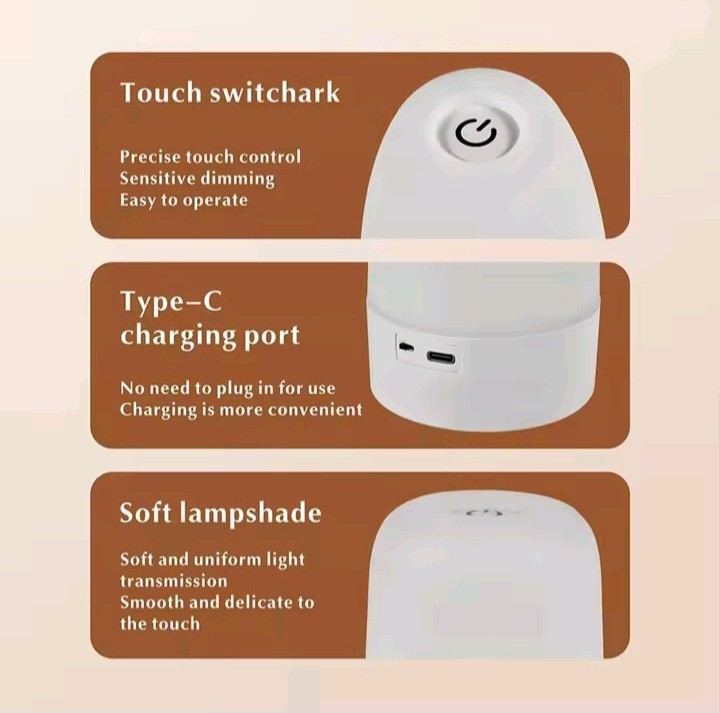 Rechargeable touch lamp, 16 colors, remote control, portable bedside light