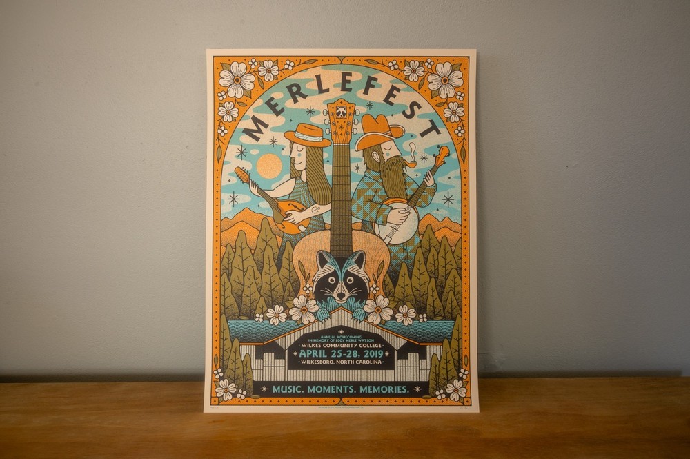 MerleFest 2019 Poster Nate Puza The Half & Half Screen Print The Avett Brothers