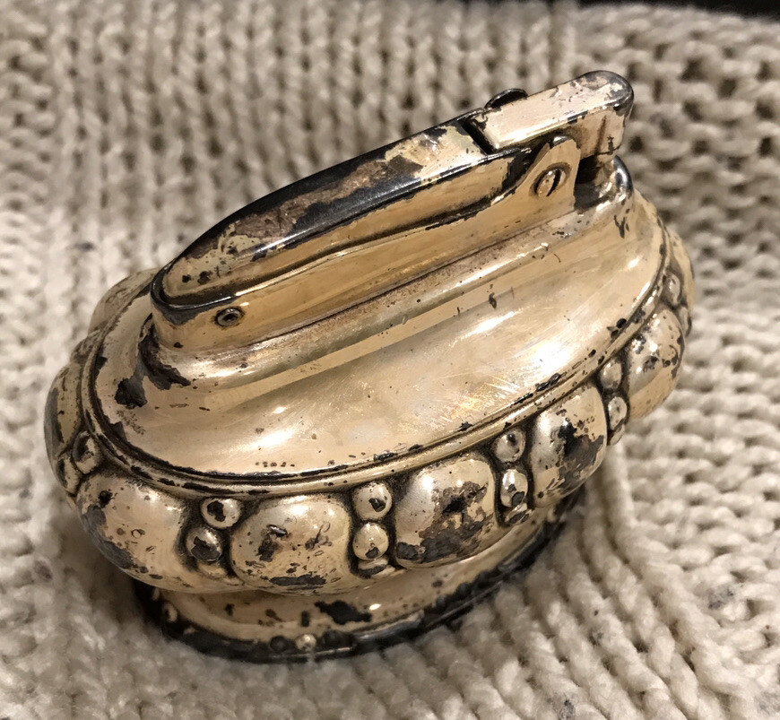 VINTAGE RONSON CROWN TABLE LIGHTER SILVER PLATED