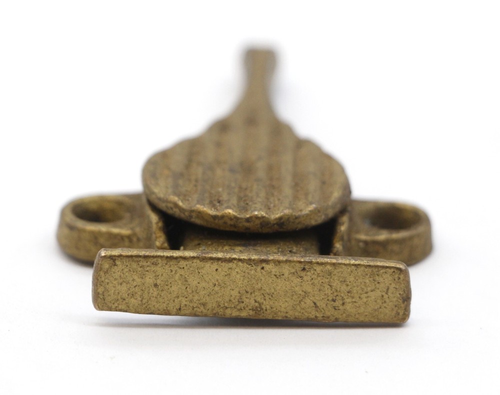 Vintage Lined Brass Plated Steel Window Sash Lock