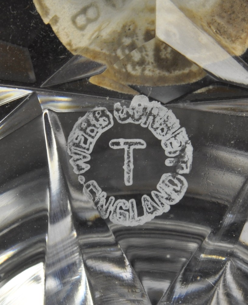 Webb Corbett crystal candlesticks with original stickers