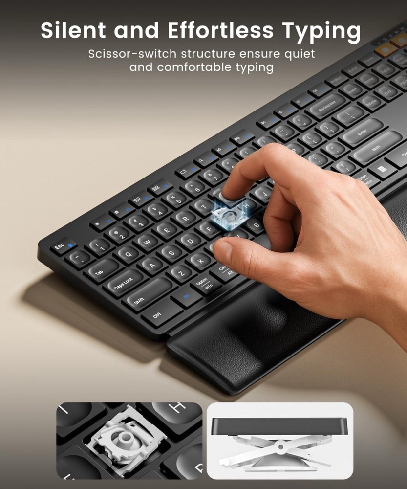 ProtoArc Wireless Keyboard and Mouse, KM60 Full-Size Bluetooth Keyboard Mouse