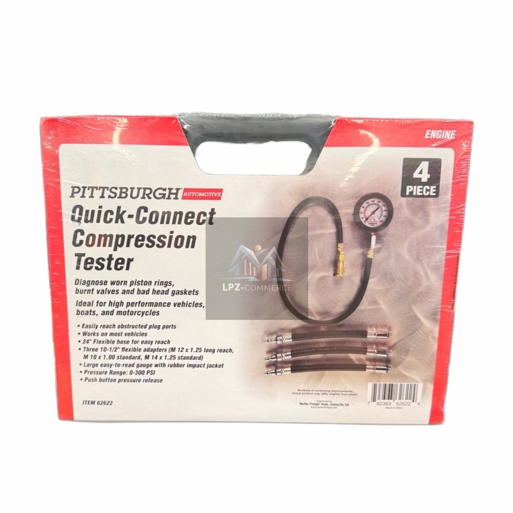 Compression Tester Kit 0–300 PSI w/ Hose & Adapters