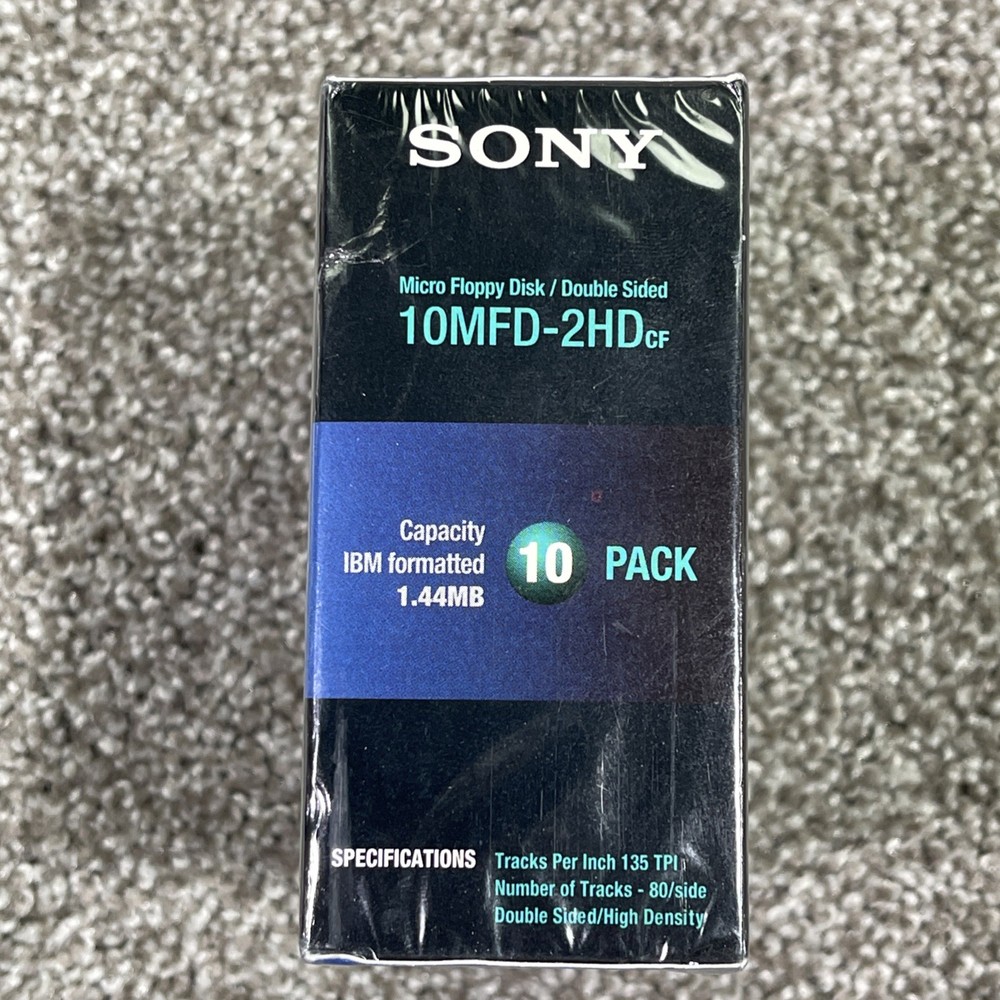 Sony IBM Formatted MFD 2HD Double Sided 3.5" Micro Floppy Disk 10 Pack NEW