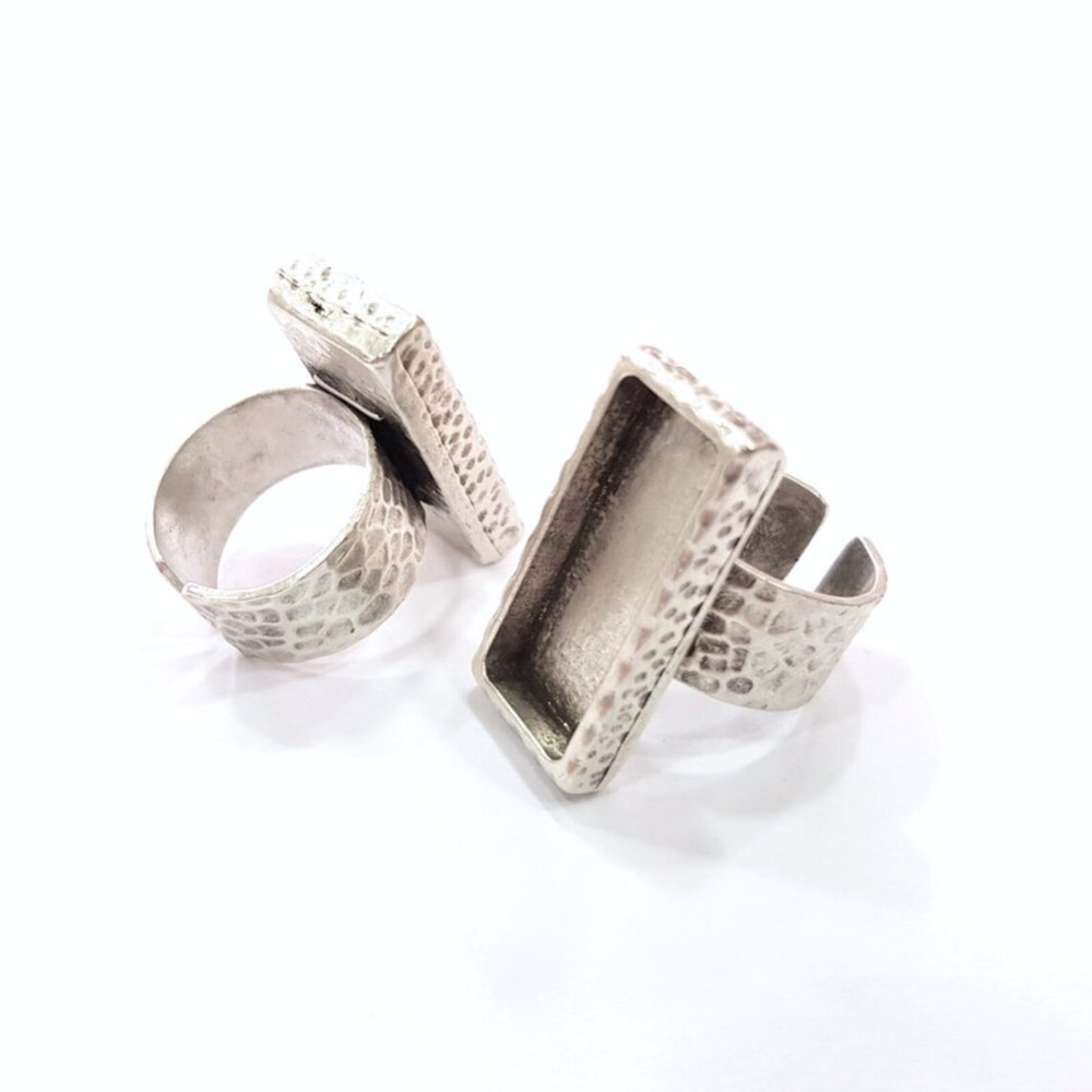 Hammered Ring Blank Setting Base Bezel inlay Backs Cabochon Adjustable
