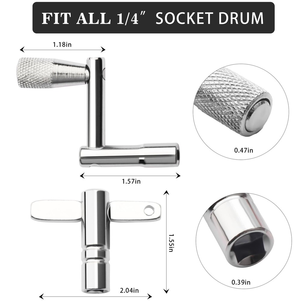 4 Pack Drum Keys - Universal Tool for Tuning High Tension Drums, Includes Speed