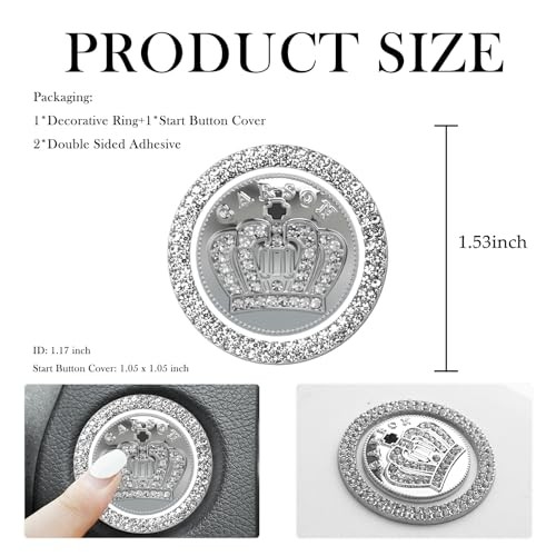 Bling Push Start Button Cover Decoration Ring,Stylish Car Push Start Button