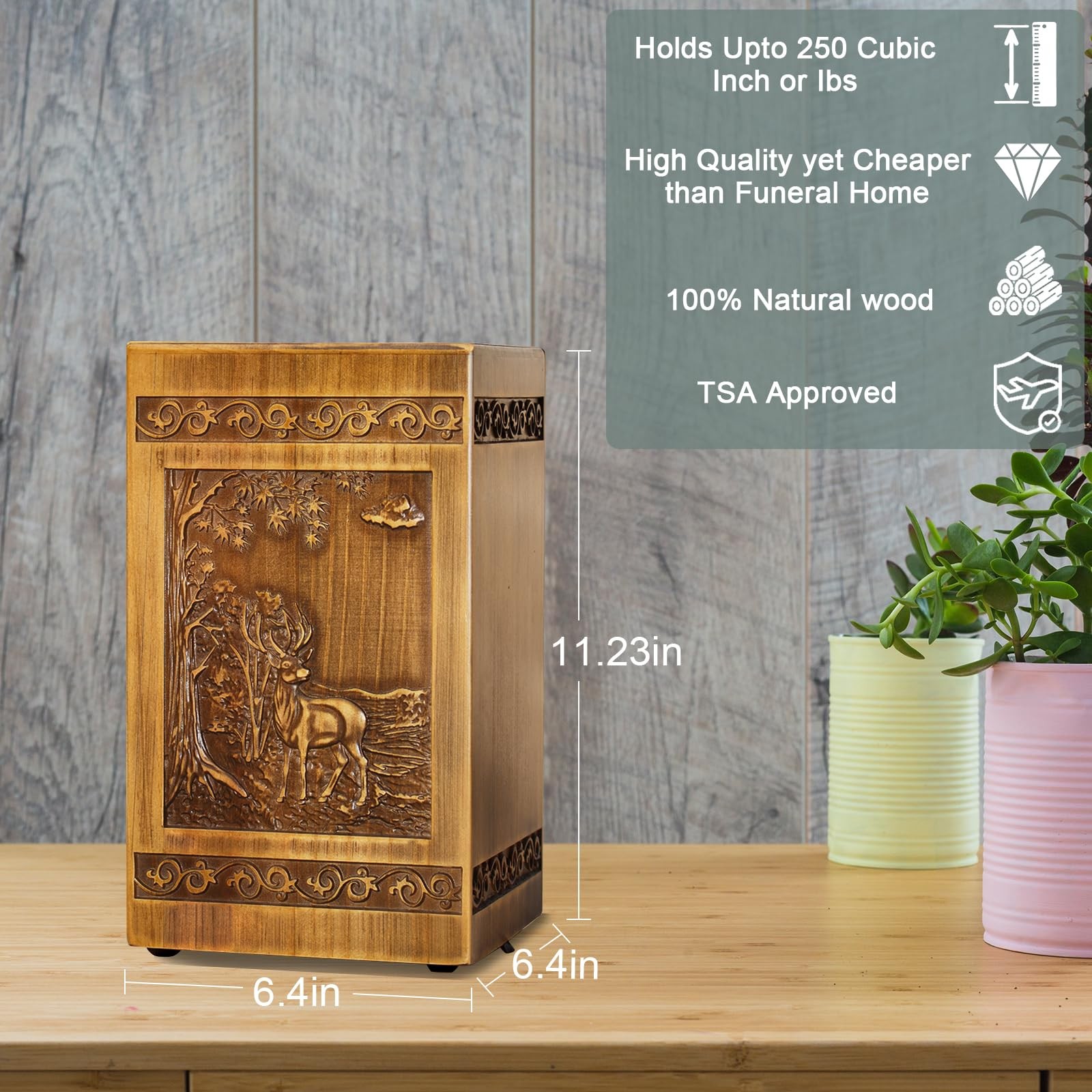 Wooden Cremation Urns for Human Ashes Adult Male Female X-Large, Nostalgia