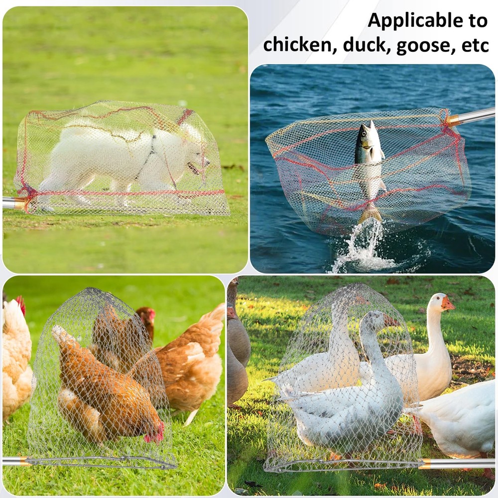 Chicken Catching Net Set – 2 Nets with Adjustable 74 Inch Pole, Lightweight B...