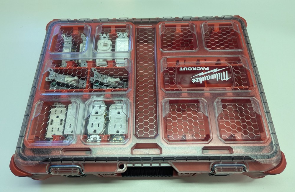 Receptacle/Switch Insert Set for Milwaukee Packout Standard Depth Organizer