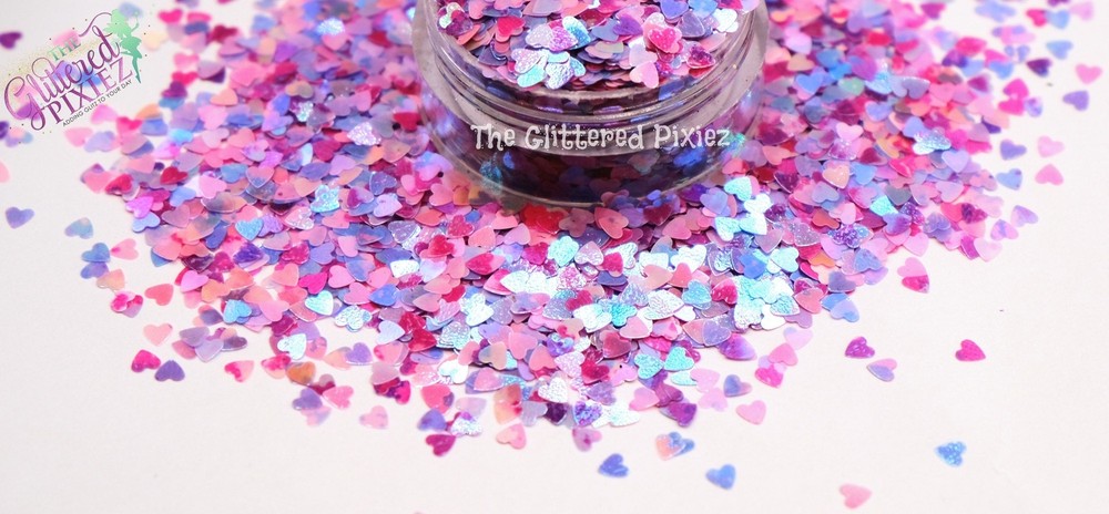 MIXED BERRIES SPECKLED HEART shape Glitter- Pixie Shapes-