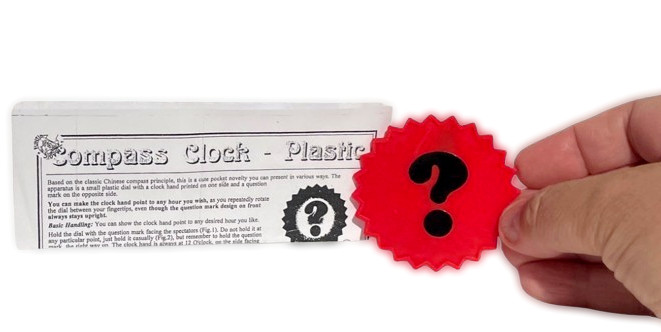 1 COMPASS CLOCK Close Up Pocket Magic Trick RED Plastic ? Mark Disc Dial Puzzle