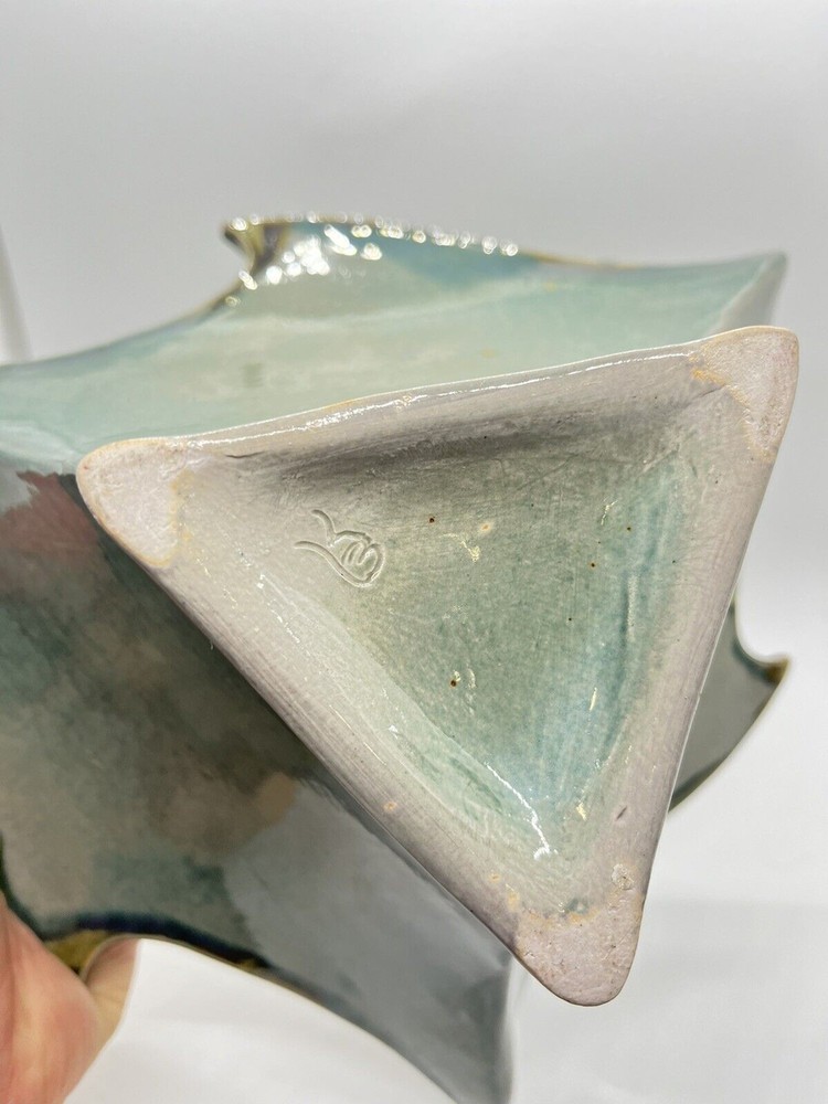 Studio Art Pottery Bowl Ruffled Top