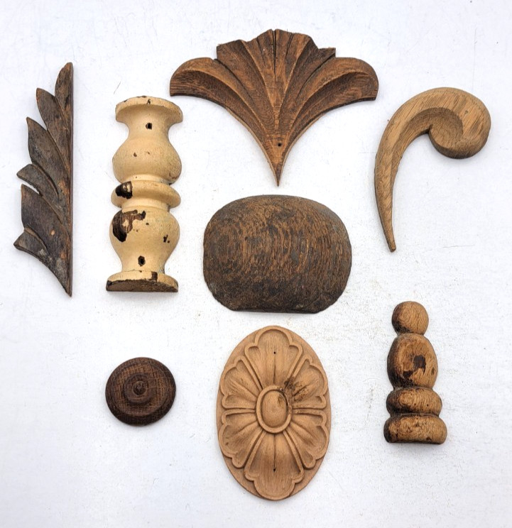 Antique Wooden Decorative Carvings Furnisher Wall Decorations Old Vintage Lot