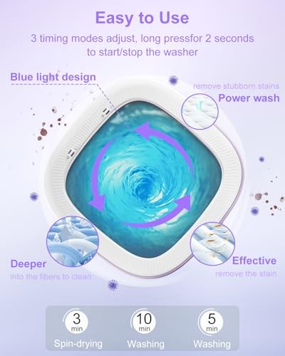 16L Portable Washing Machine 3 Modes Foldable For Small Clothes