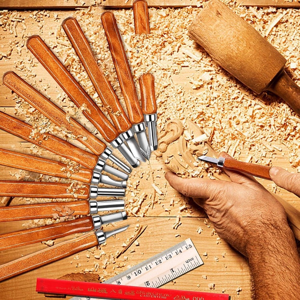 Complete 20-Piece Wood Carving Tool Set with Accessories for Creative Projects