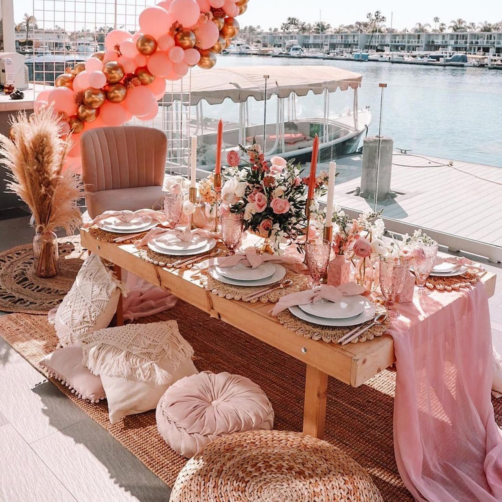 Dusty Rose Table Runner 27x120 Inches Rustic Chiffon Table Runner for Wedding...