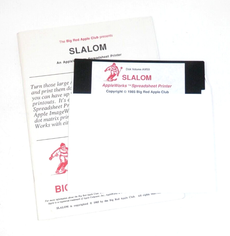 Slalom AppleWorks Spreadsheet Printer Program Vintage Software '85 Apple IIe IIc