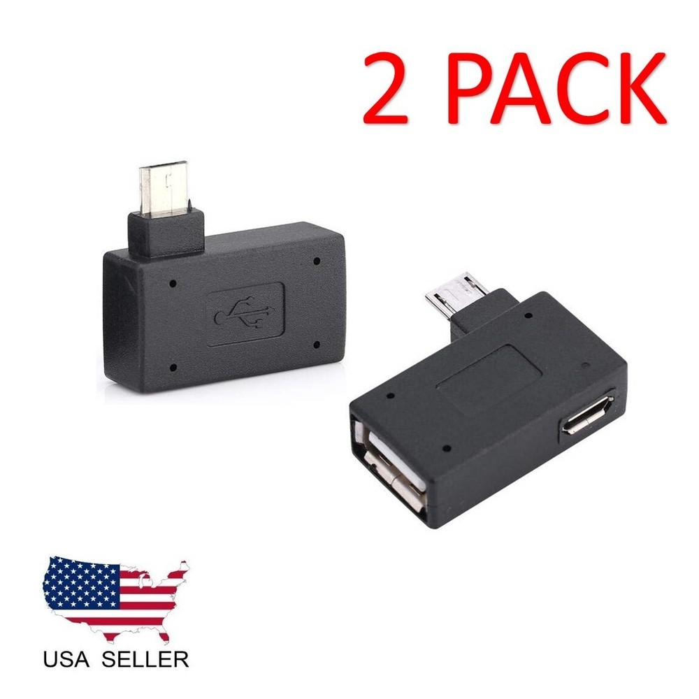 OTG Adapter, 90 Angle USB Port Adapter, Micro OTG, 2 Pack