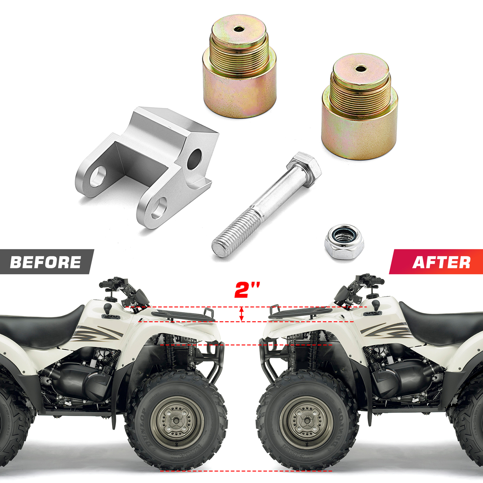 For 2002-2011 Kawasaki Prairie 360/650/700 Aluminum 2" Full Lift Kit