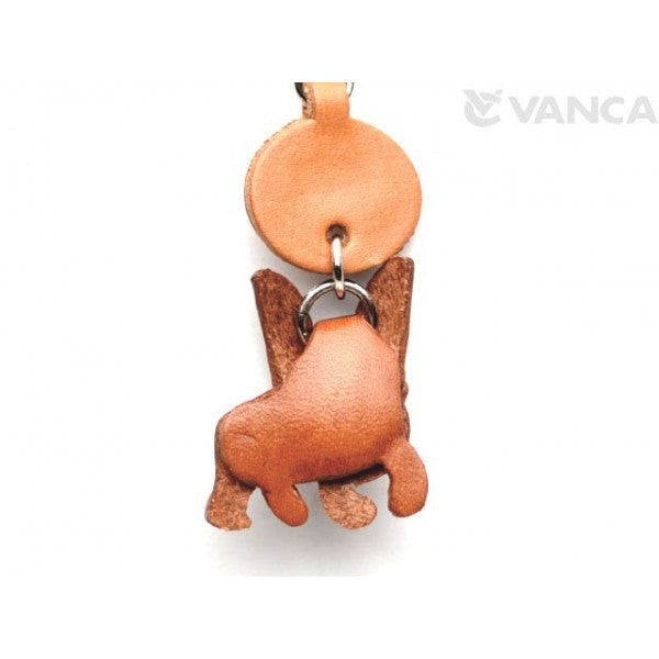 Boston Terrier Leather Dog Keychain