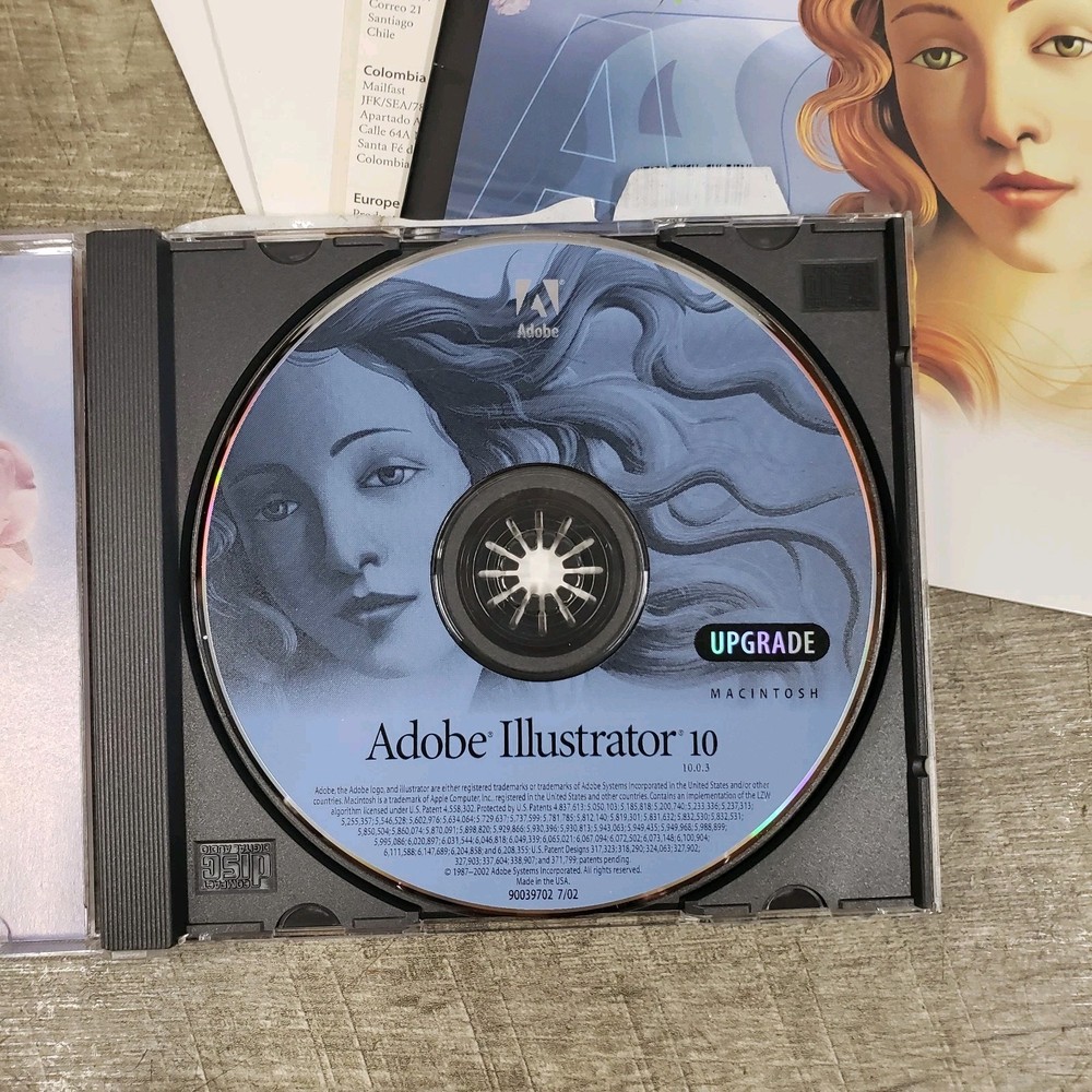 *Mac/Macintosh* Adobe Illustrator 10 Upgrade Disc & Serial Number w/ Guide & Box