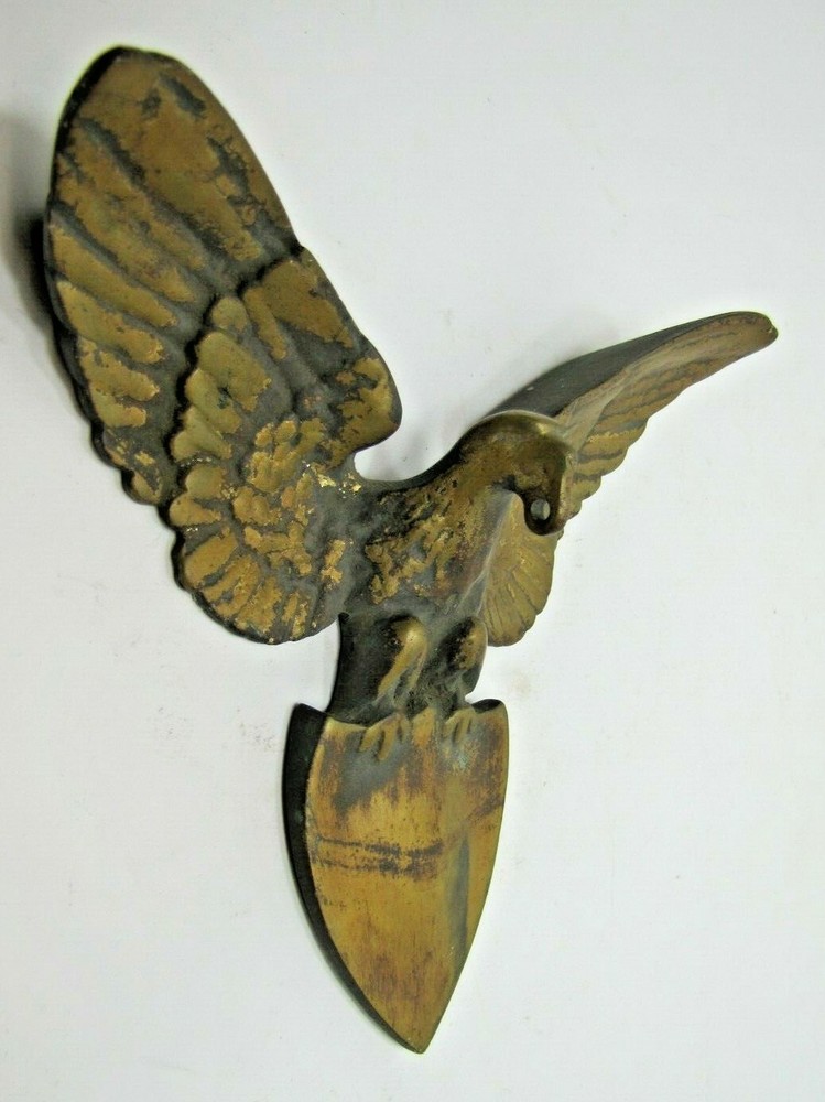 Spread Winged Eagle Shield Antique Brass Decorative Arts Hardware Element