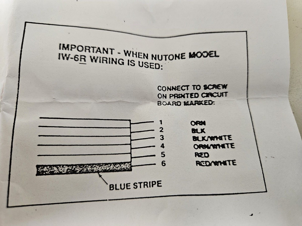 Nutone # 0569A.000 Amp Receptacle wire Assembly for Model IM-4006