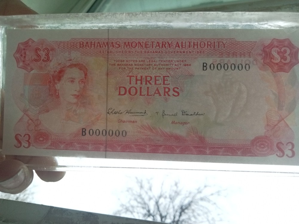 1968 BAHAMAS MONETARY AUTHORITY PMG GEM 65 EPQ Three Dollar Note $3 Bill!