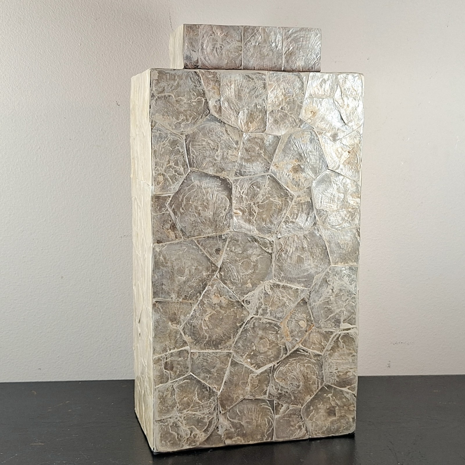 LARGE Natural Capiz Shell Asian Lidded Vase (Mother of Pearl) -20" FREE SHIPPING