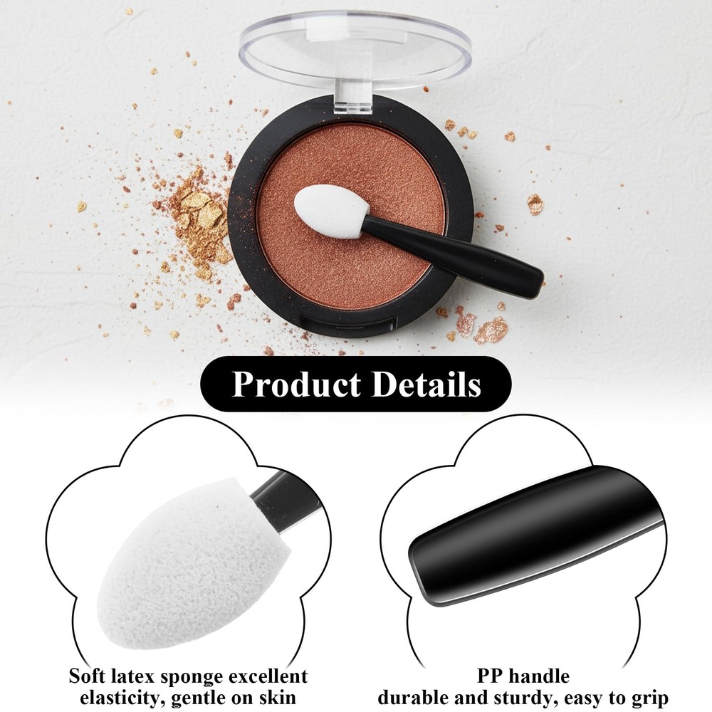 50 Pcs Disposable Eye Shadow Sponge Applicators, Mini Black, White