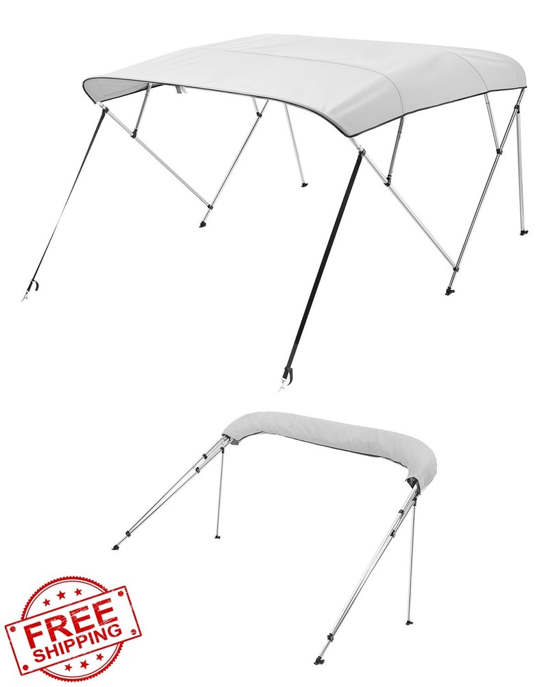 VEVOR 4 Bow Bimini Top 96"L Light Grey Polyester Aluminum
