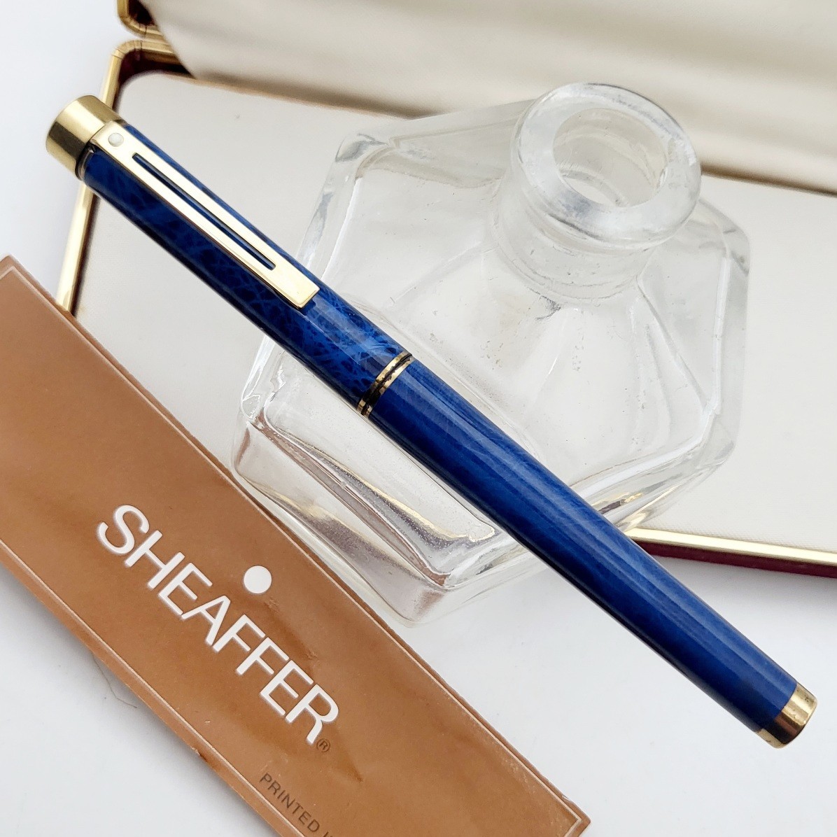 SHEAFFER TARGA 1036 BLUE RONCE -FOUNTAIN PEN-14K GOLD NIB-70's-NEW-BOX and PAPER