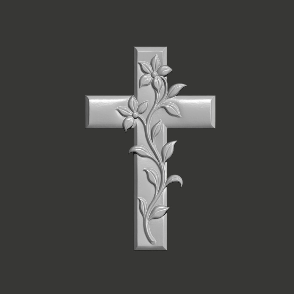 STL File Floral Cross 3D Printable Model for Maker CNC Projects