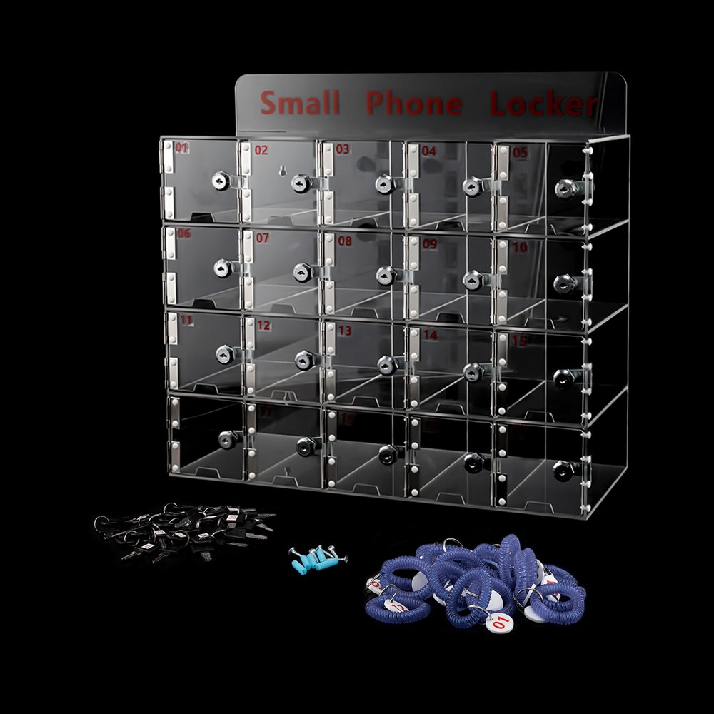 Rectangular Acrylic Cellphone Locker Clear Cell Phone Storage Box with Keys US