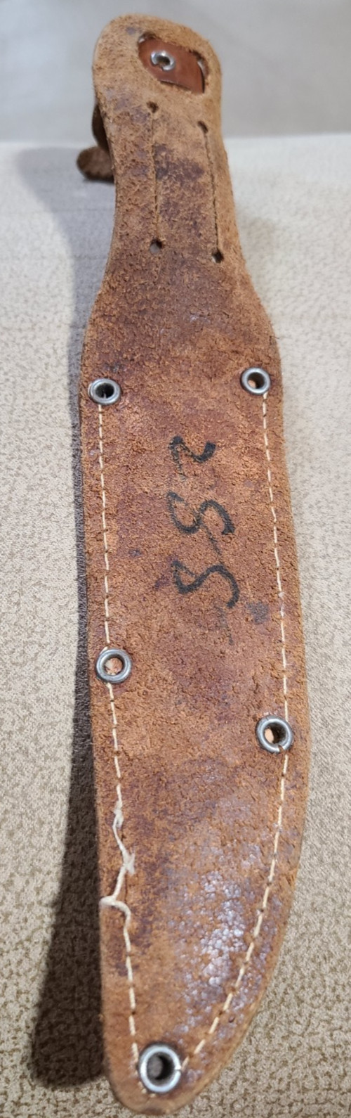 Mohawk Hammer Forged Stag Handle Fixed Blade Knife Germany Elk Embossed Sheath