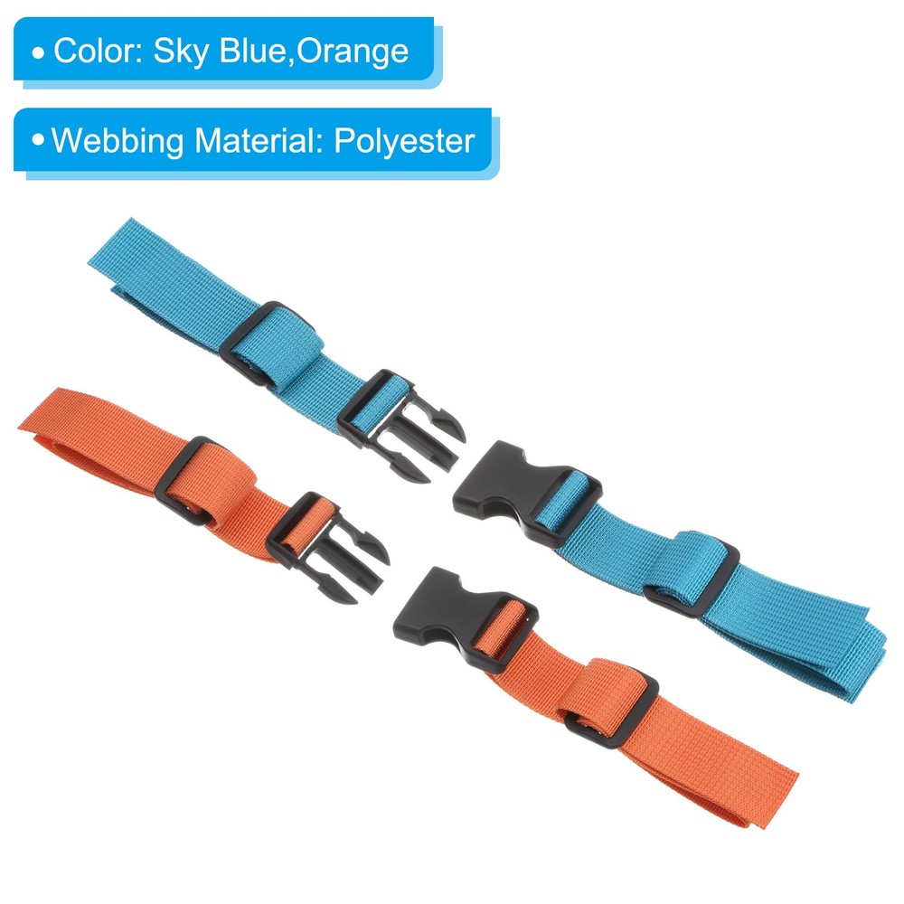 2X Backpack Chest Strap Set Strap with Quick-Release Buckle, Sky Blue,Orange