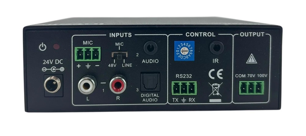 Intelix AUD-340 3-Input Audio Amplifier w/ 70/100V Outputs