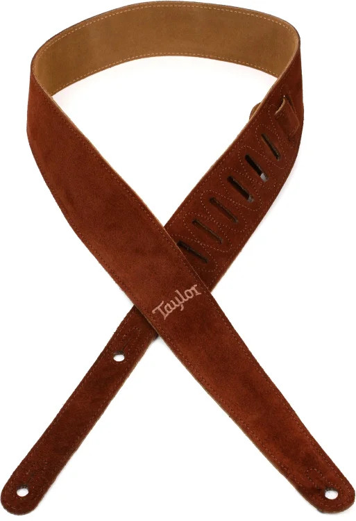 Taylor Embroidered Suede 2.5" Guitar Strap - Chocolate