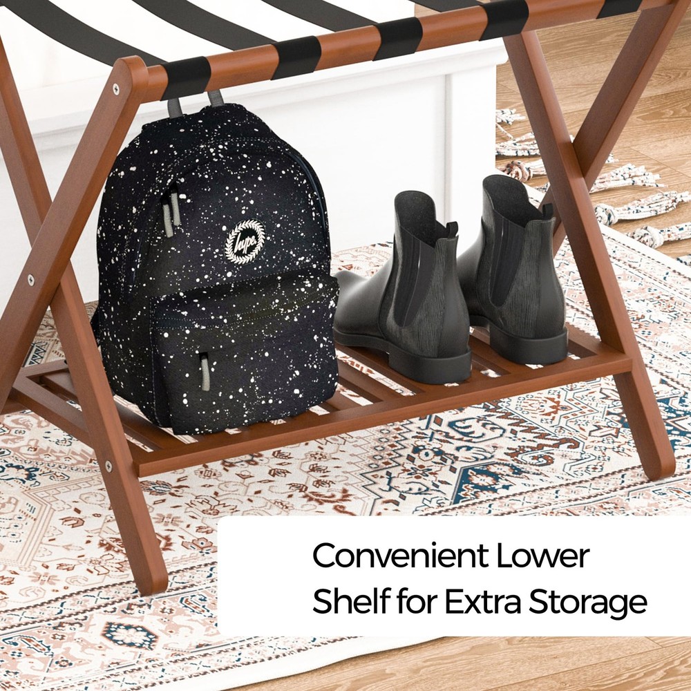 Solid Wood Luggage Rack for Home Travel - Stylish Storage Solution