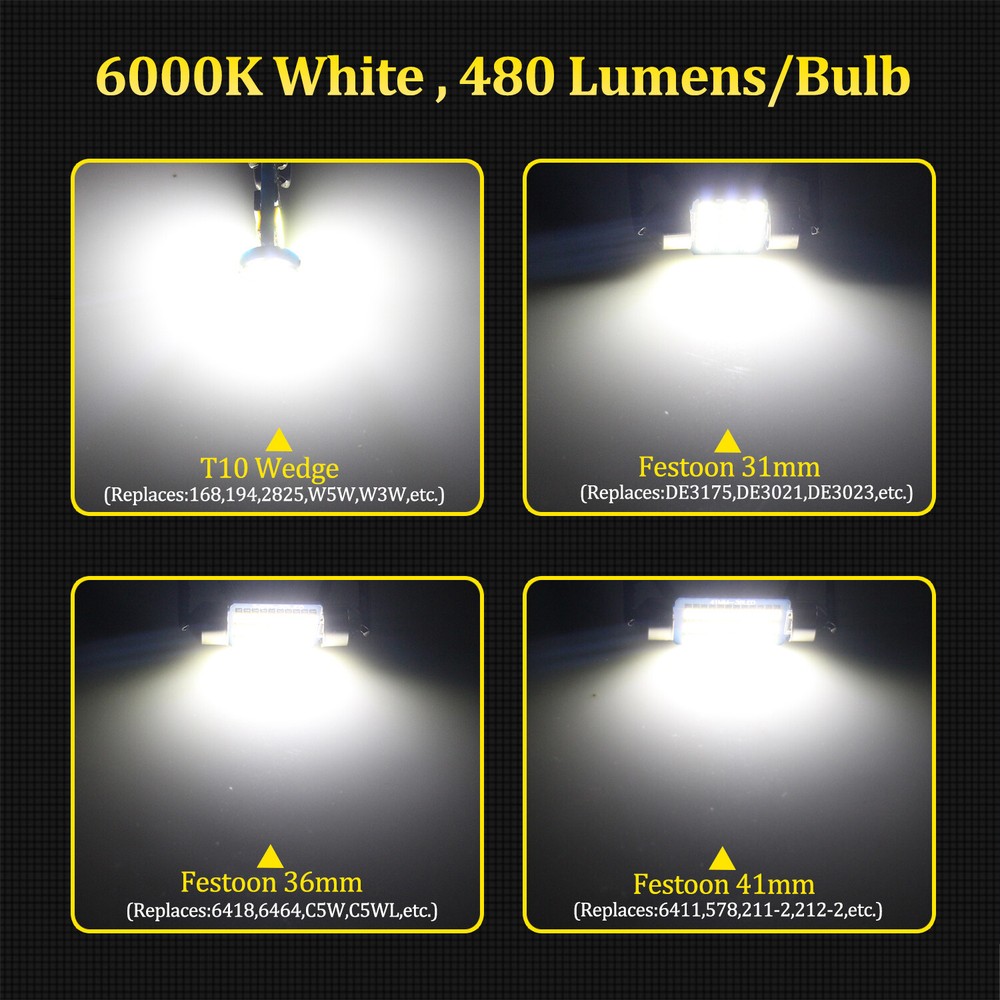 8x White Interior Map Dome LED Lights Package Kit Fits 2003-2011 Honda Element