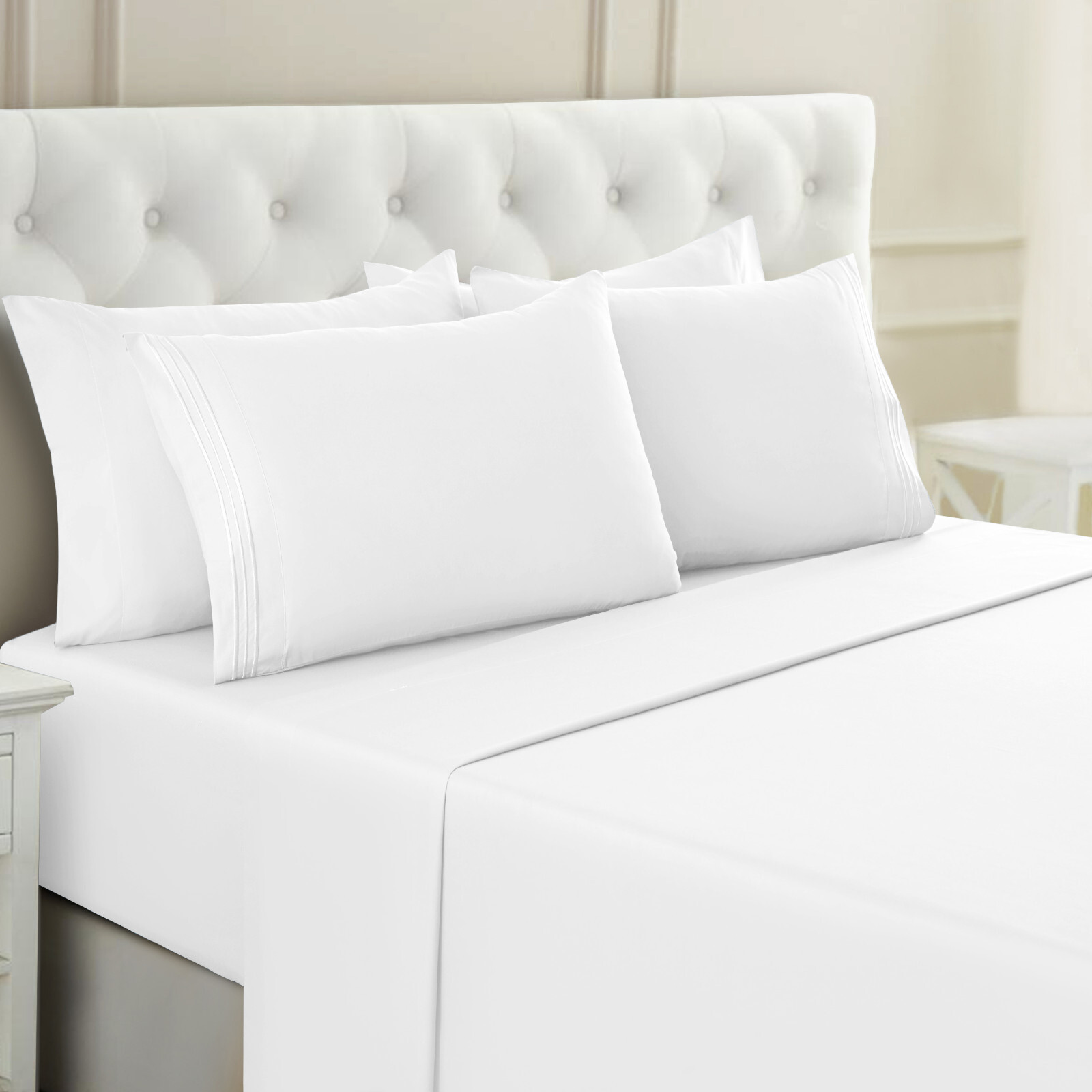 1800 Series 6 Piece Bed Sheet Set Soft Deep Pocket Twin King Queen Full Sheets