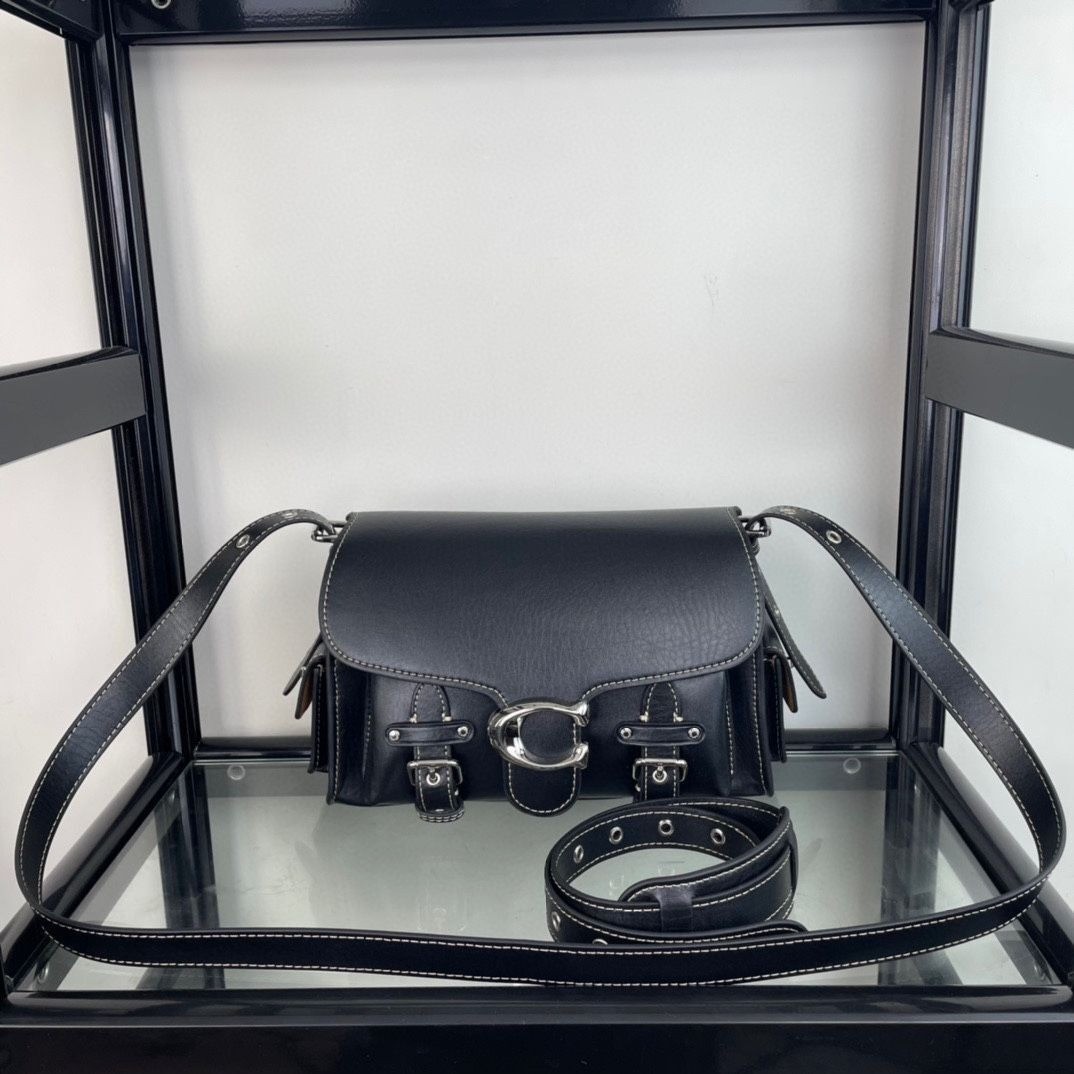 COACH CT721 Black Cargo Soft Tabby Shoulder Bag Crossbody bag Out rp655