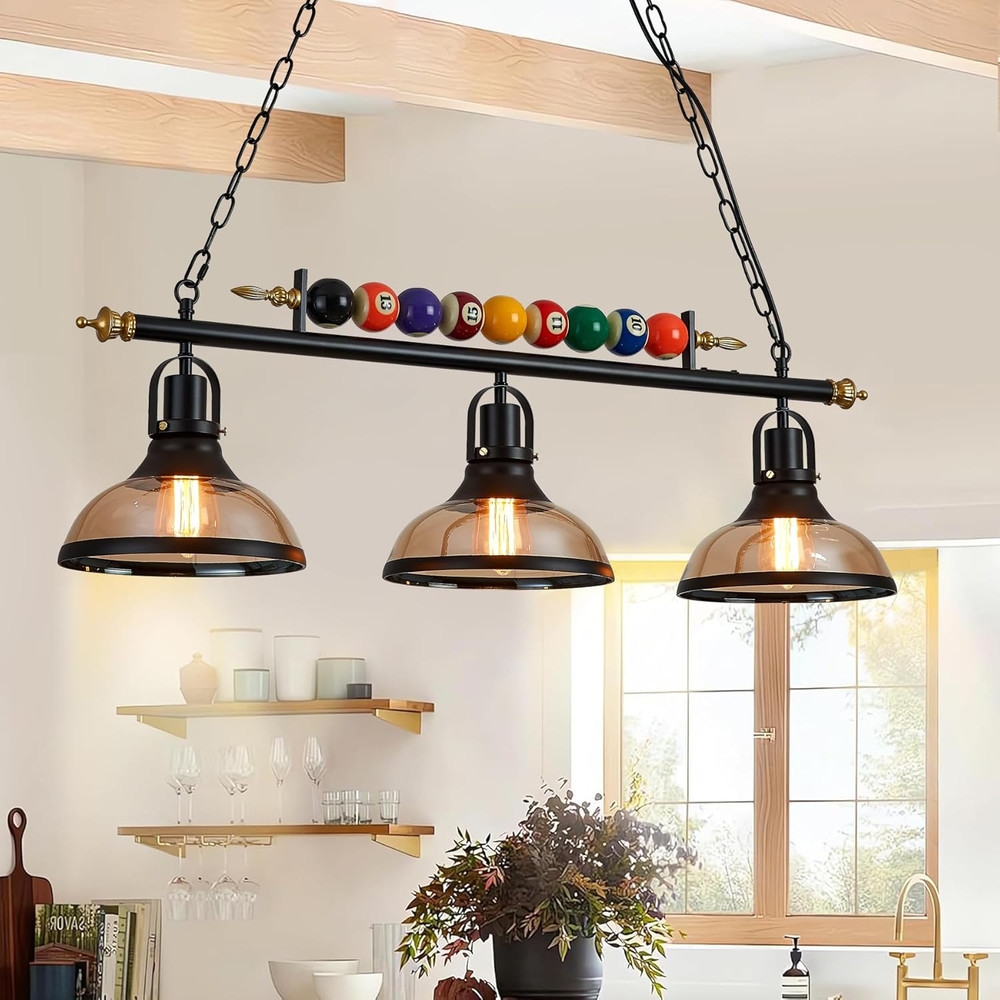 7'-8' Hanging Pool Table Light Billiard Pendant Light Adjustable Light, Retro Is