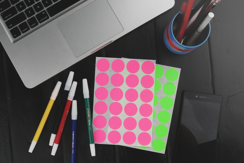 Rounded Stickers 25mm for Color Coding 1" Inch Permanent Adhesive Dots 576 Pack