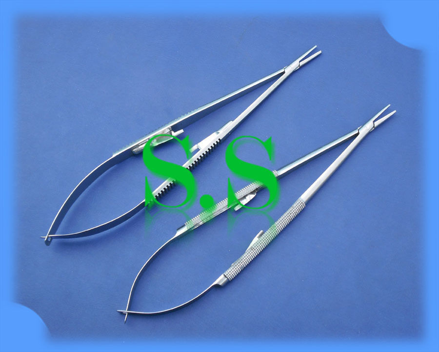 2 ASSORTED HANDLES CASTROVIEJO MICRO SURGERY NEEDLE HOLDER 7" W/LOCK